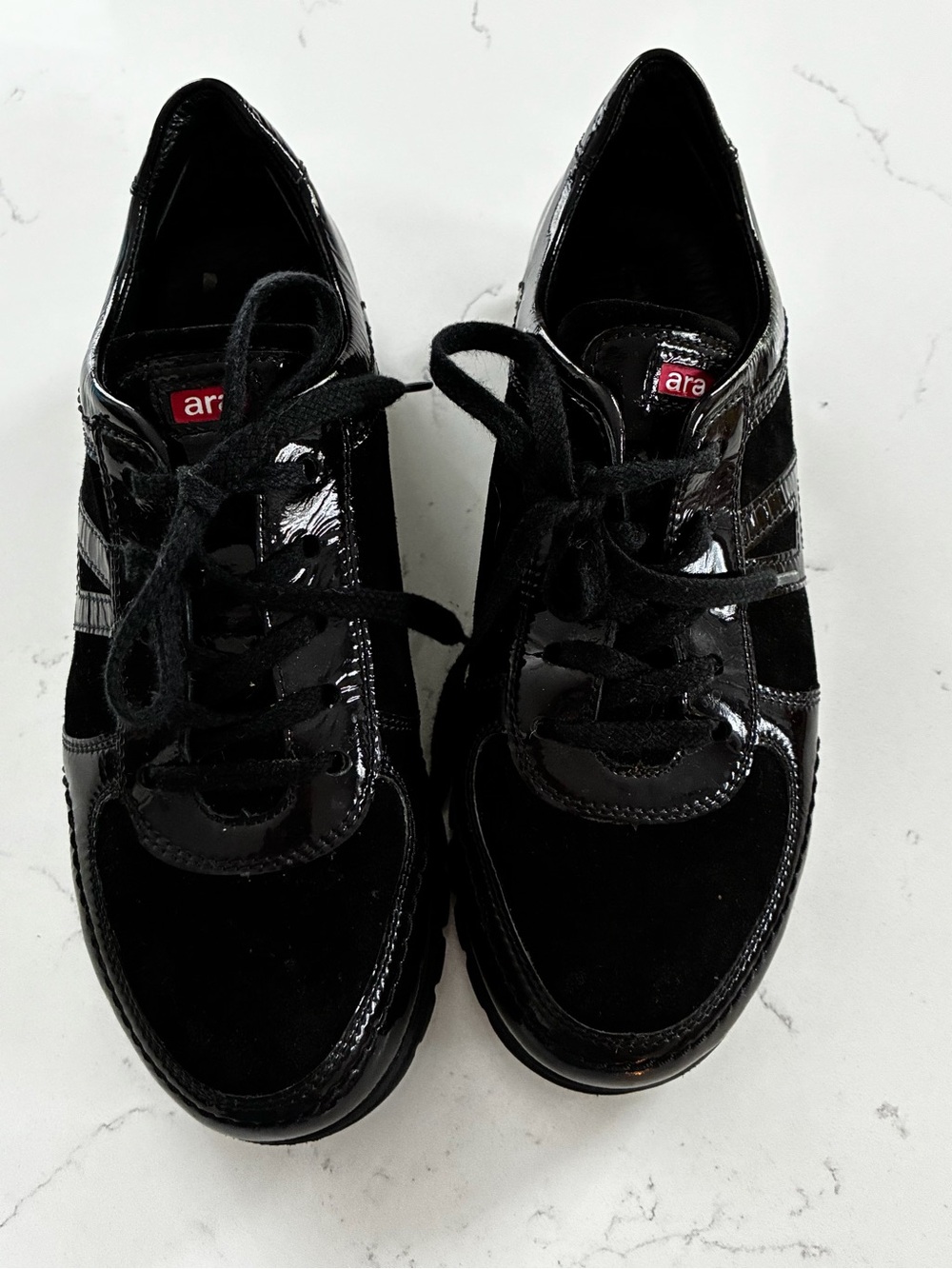 Ara Black Suede & Patent Lace-Up Sneakers size 7 - Picture 15 of 15
